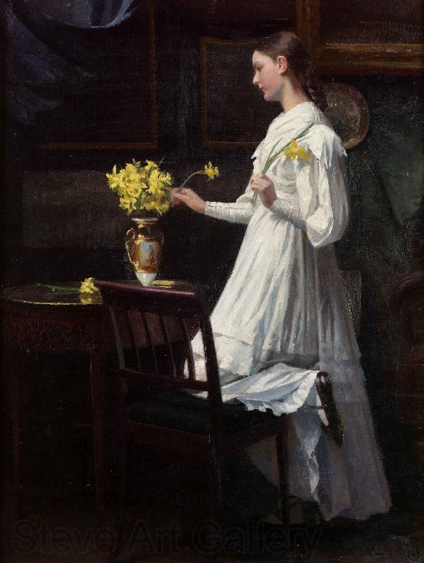 Carl d Unker Arranging daffodils France oil painting art